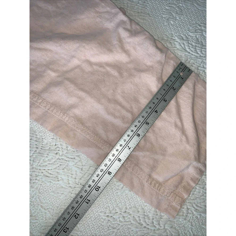 H&M Womens Linen Wide-Leg Pants Size 10 Lt Pink Pockets Cinched Tie Casual Beach